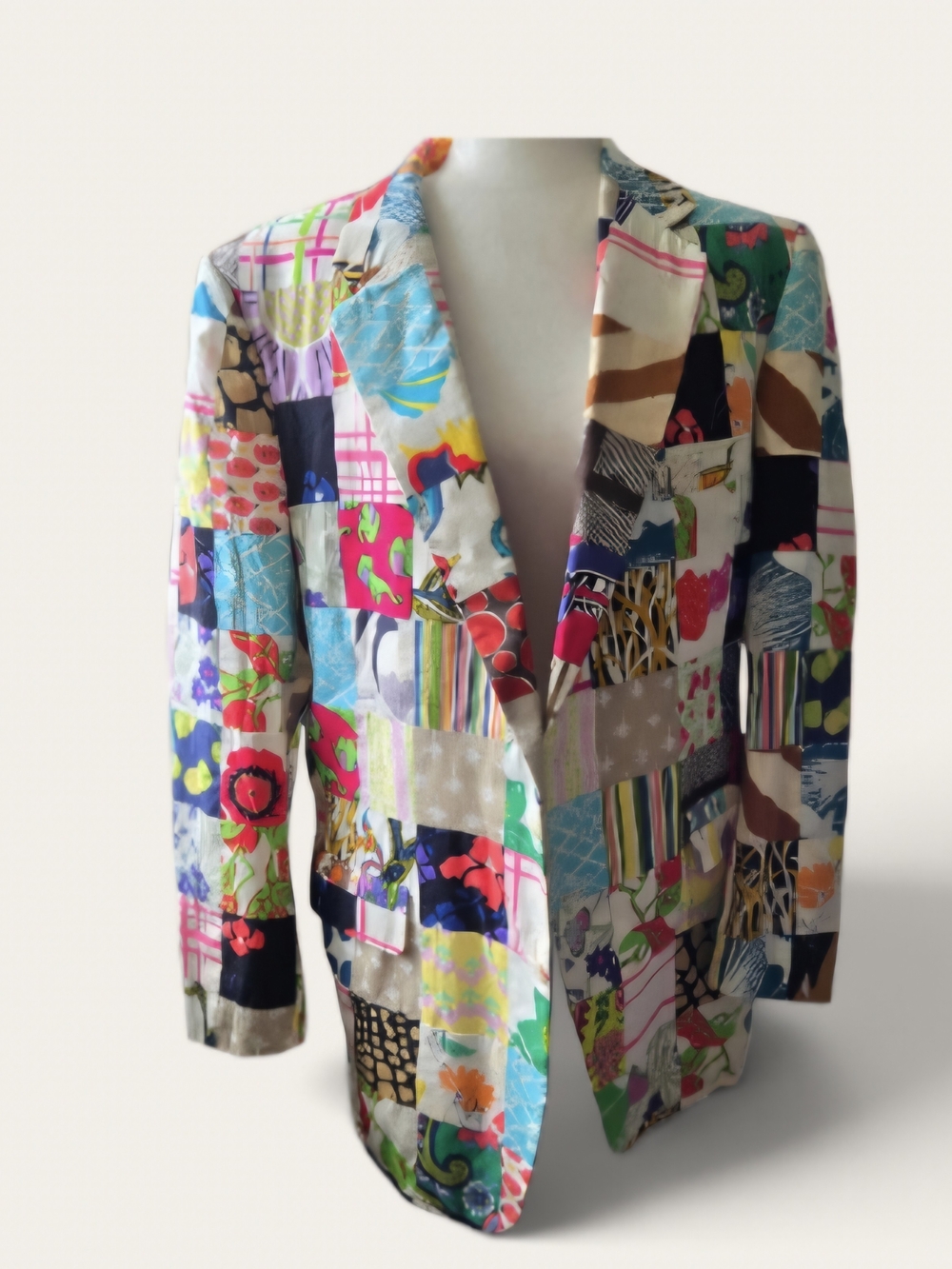 Vintage Multicolor Patchwork Blazer Jacket - Men Statement Coat